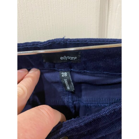 Edyson Womens Navy Blue Corduroy Hampton Skinny Pants Size 28 Like New - Picture 6 of 8